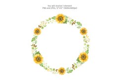 Sunflower wreath, Watercolor botanical clipart Product Image 2