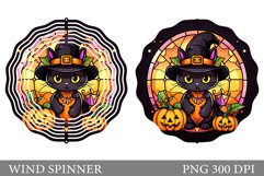Cute Black Cat Wind Spinner. Halloween Wind Spinner Design Product Image 1