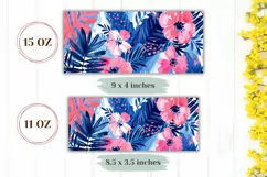 Watercolor Flowers Mug Wrap PNG, Tropical Mug Sublimation Product Image 2