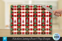 Plaid and Christmas Tree Bamboo Cutting Board PNG Design Product Image 1