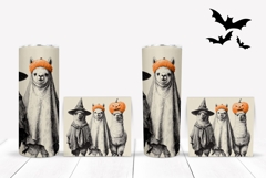 Cartoon Halloween Lama Tumbler Wrap, Pumpkins Tumbler Design Product Image 2