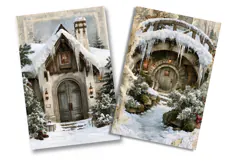 Winter Cottage Door Junk Journal Pages Product Image 2