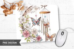 Butterfly Blossom Wind Chime Mouse Pad PNG Design Product Image 1