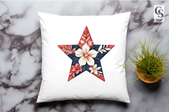 Patriotic Floral Star Clipart PNG Product Image 2