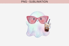 Pastel Halloween Ghost PNG | Cute Coffee Ghost Sublimation Product Image 2