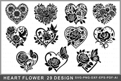 Floral Heart SVG Bundle, Flowers SVG bundle, Valentines Day Product Image 2