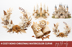 Cozy Boho Christmas Sublimation Clipart PNG Product Image 1