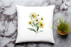 Cream Daisy Watercolor Flowers Clipart Sublimation PNG Product Image 2