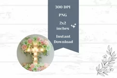 Christian Cross Round Earrings, Floral Cross Earring Design Product Image 2