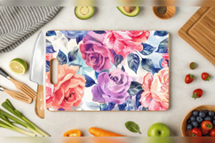 Summer Watercolor Roses Bouquet Cutting Boards sublimation D Product Image 2