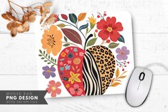 Vibrant Apple Animal Prints and Flowers Mouse Pad PNG Product Image 1