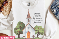 Church a hospital for sinners, PNG, Retro Church Sublimation Product Image 3