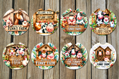 Funny farm | 8 farmhouse Sublimation car coaster &amp; key chain Product Image 2