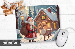 Santa and Reindeer at the Cabin Mouse Pad PNG Design Product Image 1