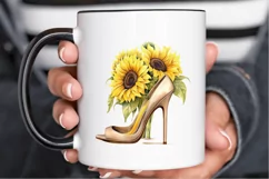 Sunflower High Heel Watercolor PNG Clipart Product Image 2