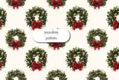 Christmas Wreath Seamless Pattern | Holiday Watercolor Product Image 1