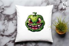Scary Green Apple Characters Clipart Sublimation PNG Product Image 3