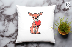 Cute Baby Deer Holding Heart Clipart Sublimation PNG Product Image 3