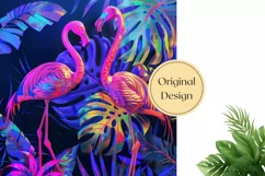 Neon Flamingo Pillow Case PNG, Flamingo Pillowcase Design Product Image 2