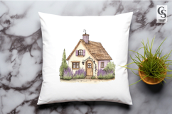 Lavender Cottage House Watercolor Clipart Sublimation PNG Product Image 2