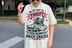 Thrifting Skeleton PNG, Funny Thrift Store Lover Retro Product Image 2