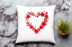 Watercolor Red Floral Heart Wreath Clipart Sublimation PNG Product Image 3