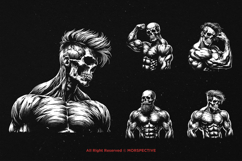 10 Bundle Dark Art Skull Bodybuilder Gym Muscle Workout Product Image 3