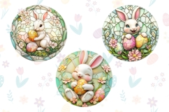 Stained Glass Bunny Keychain Template, Cute Bunny PNG Product Image 2