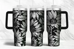 40oz Tumbler laser svg wrap| Floral Sunflowers pattern Product Image 3