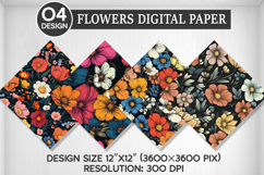Flowers Seamless Digital Paper, Flowers Background Product Image 1
