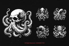 10 Bundle Dark Art Octopus Beast Ocean Tentacles squid Skull Product Image 3