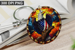 4Th Of July Eagle Keychain Sublimation - Round Keychain PNG Product Image 1