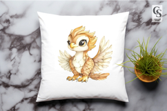 Golden Baby Griffin Watercolor Clipart PNG Product Image 2