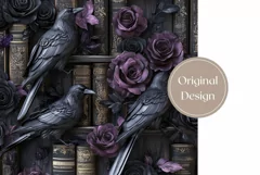 Black Raven Tumbler Wrap Design, Dark Crow Tumbler PNG Product Image 2