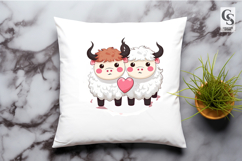Cute Highland Cow Couple Illustration Clipart PNG Product Image 3