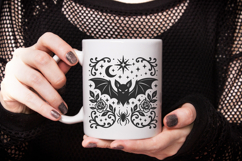 Gothic Bat with Moon, Stars, Roses and Spider Halloween SVG Product Image 3