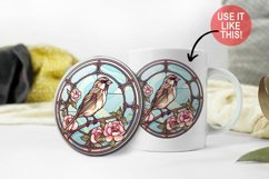 Sparrow Floral Sublimation Bundle| Stained Glass Mug Design Product Image 3