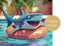 Funny Shark Tumbler Wrap Design, 3D Tumbler Sublimation Product Image 2