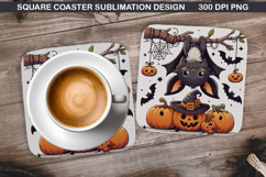 Bat Coaster Sublimation, Halloween Coaster PNG Product Image 1