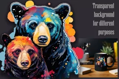 Bright watercolor grizzly bear,transparent PNG/JPEG Product Image 2