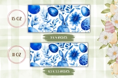 Easter Bunny Mug Design, Blue Floral Mug Sublimation Product Image 2