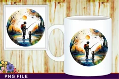 Fathers Day Sublimation, Dad and Son Fishing Shirt Designs Product Image 2