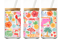 Tropical Summer glass can wrap, Beach 16oz Libbey Cup Wrap Product Image 3