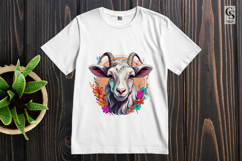 Colorful Goat Portrait Clipart Sublimation PNG Product Image 2
