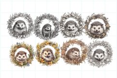 8 Hedgehog Wreath Watercolor Sublimation Bundle Png Product Image 2