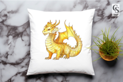 Cute Golden Baby Dragon Clipart Sublimation PNG Product Image 2