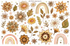 Watercolor retro flowers clipart. Product Image 2
