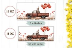 Watercolor Red Truck Mug Design, Red Hearts Mug Template Product Image 2