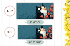 Funny Cat Mug Wrap, Floral Mug Design, Cat Coffee Mug Product Image 2