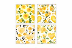 Watercolor Yellow Heart and Rose Digital Paper Product Image 2
